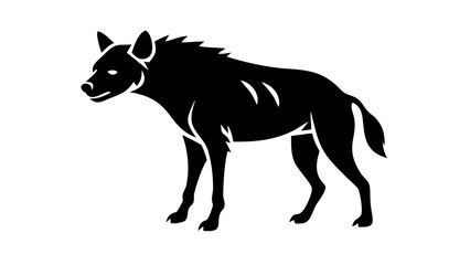 Obraz premium Illustration of a hyena standing in profile with a black silhouette on a white background design style