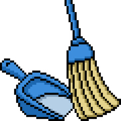 Fototapeta premium pixel art of broom tray sweep clean