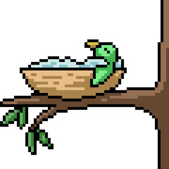 pixel art of bird chill nast home