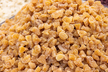 Sugared dried ginger offered at a market stall