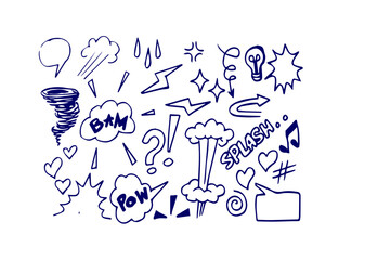  Sketch element line set. Abstract nature element decoration graphic icon set. Sketch hand drawn line element for brush, abstract decoration design. Vector illustration