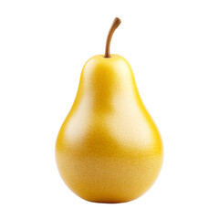 Golden pear with smooth skin and brown stem on black background