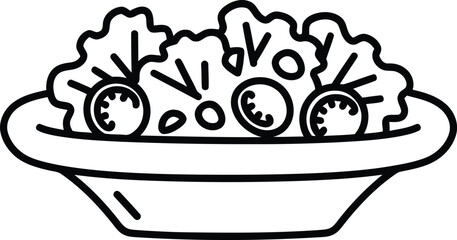 Fresh Salad Illustration: A healthy serving of fresh salad, featuring crisp lettuce and juicy tomatoes, presented in an elegant bowl.