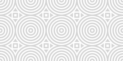 Gray and White Seamless Geometric Pattern with Circles and Squares