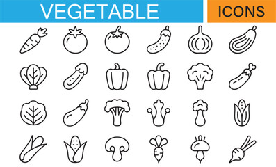 Minimalist Line Art Icons of Vegetables for Healthy Eating Designs