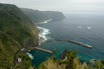 Naklejka premium Hachijojima, Izu Islands, Tokyo, Japan. Coastal view of Little Hachijo Island (Hachijokojima)