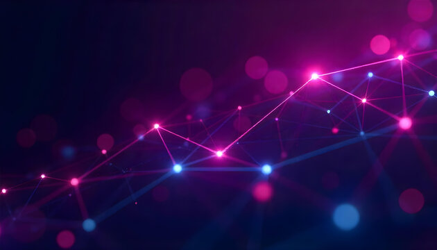Ascending Network Lines with Pink and Blue Glow Keywords: abstract, network, connection