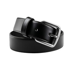 Black Leather Belt Silver Buckle Mens Fashion Accessory