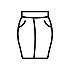 Simple pencil skirt outline drawing on white background  