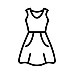 Casual dress outline illustration with pockets in minimalist style  
