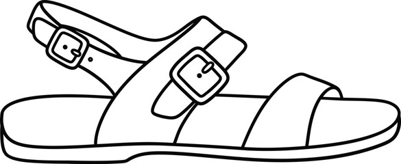 Stylish Summer Sandal Line Art: A minimalist line art representation of a stylish summer sandal, perfect for representing fashion or footware