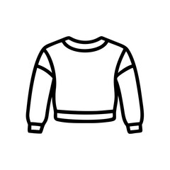 Cropped sweatshirt outline in minimalist style with black lines  