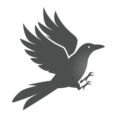 Flying crow silhouette vector illustration
