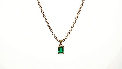 Elegant green gemstone pendant necklace on a delicate chain against a light background for jewelry fashion
