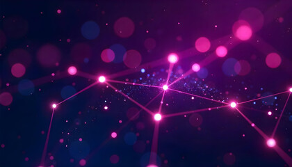 Pink and purple digital network with glowing nodes