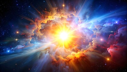 Fototapeta premium Exploding star creates colors in space