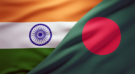 India and Bangladesh Flags Together Symbolizing Bilateral Relations and International Cooperation Fast Flags