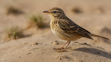  Close-Up of Tawny Pipit on a Sand Dune Ridge Ai