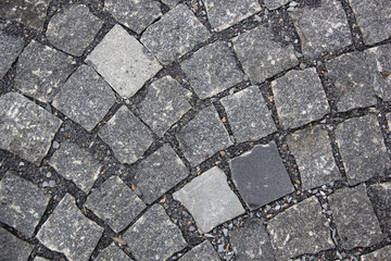Texture paving stones hard road surface gray asphalt pattern square bars background landscape design