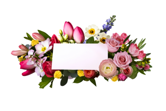 Beautiful floral arrangement with blank space for personalized message