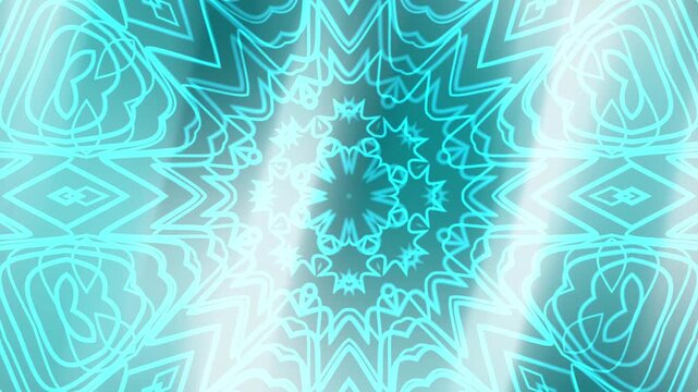 Arctic Night Delicate cyan kaleidoscope pattern morphs and rotates, creating a mesmerizing and symmetrical display