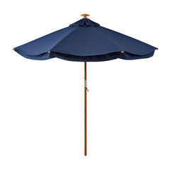  classic blue umbrella providing shade isolated on white background