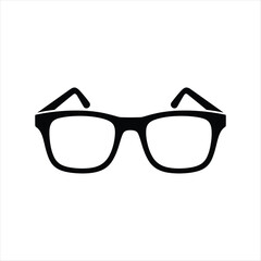 Black silhouette icon of eyeglasses with thick rectangular frames on a white background spectacles