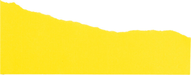 Torn edge bright yellow paper texture isolated on white background for creative designs and backgrounds