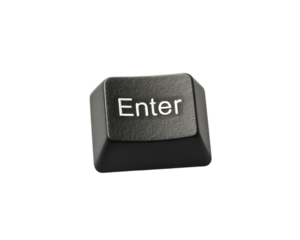 Single "Enter" key from a computer keyboard, isolated on a white background