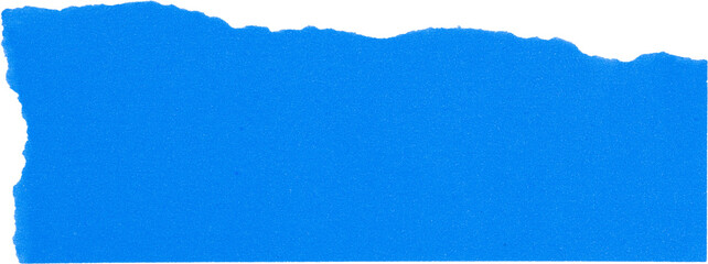 Torn blue paper texture with rough edges on white background for creative design and artistic projects