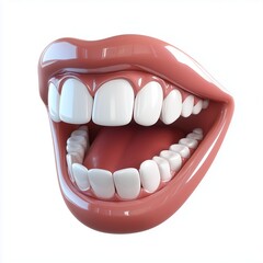 Naklejka premium Mouth human with teet and laught icon, isolated white