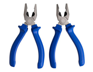  Top View of Open Pliers with Blue Handles, Flat Lay Style, Isolated PNG