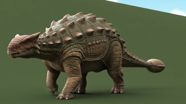 Small Armored Dinosaur Walking Across Plain in Natural Environment During Daylight