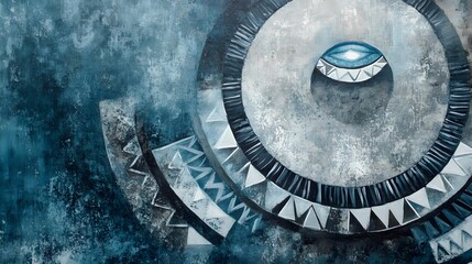 Abstract Blue Eye Circular Mandala Painting Artwork