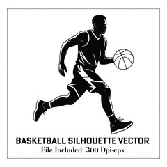 A Black Basketball silhouette vector set 