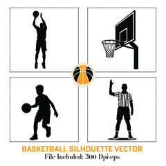 A Black Basketball silhouette vector set 