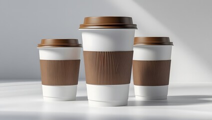 Blank Disposable Coffee Cups with Brown