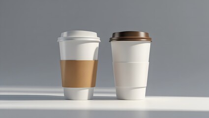 Blank Disposable Coffee Cups with Brown