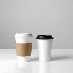 Blank Disposable Coffee Cups with Brown