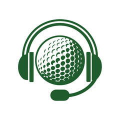 Sports Commentary Golf Podcast Logo Icon Vector.