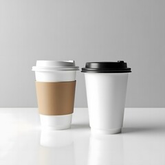 Blank Disposable Coffee Cups with Brown