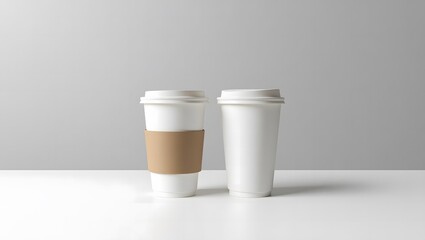 Blank Disposable Coffee Cups with Brown