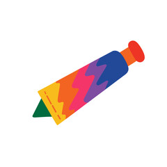 Colorful paint tube with vibrant design on white background  