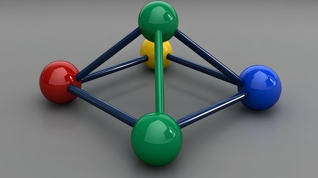 Abstract 3D Colorful Sphere Network Connection Structure - Powered by Adobe