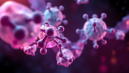 Glowing molecular structures of fat cells against a cosmic background, representing dietary impact.