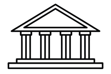 Obraz premium Graphic Depiction of Building Facade with Columns in Line Art Style, No Background