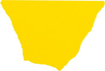 Yellow textured paper shape isolated on white background for creative design and art projects