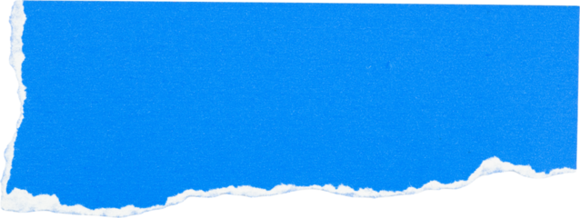 Torn edge bright blue paper strip isolated on white background for creative design and presentations