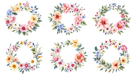 set of floral elements