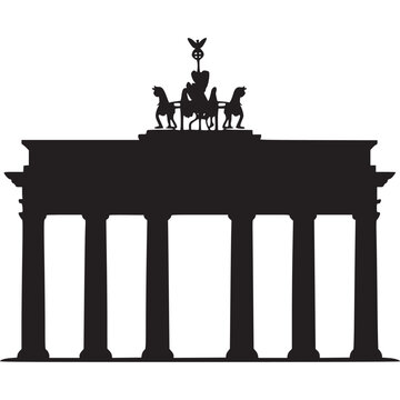 Silhouette of the brandenburg gate with quadriga on transparent background